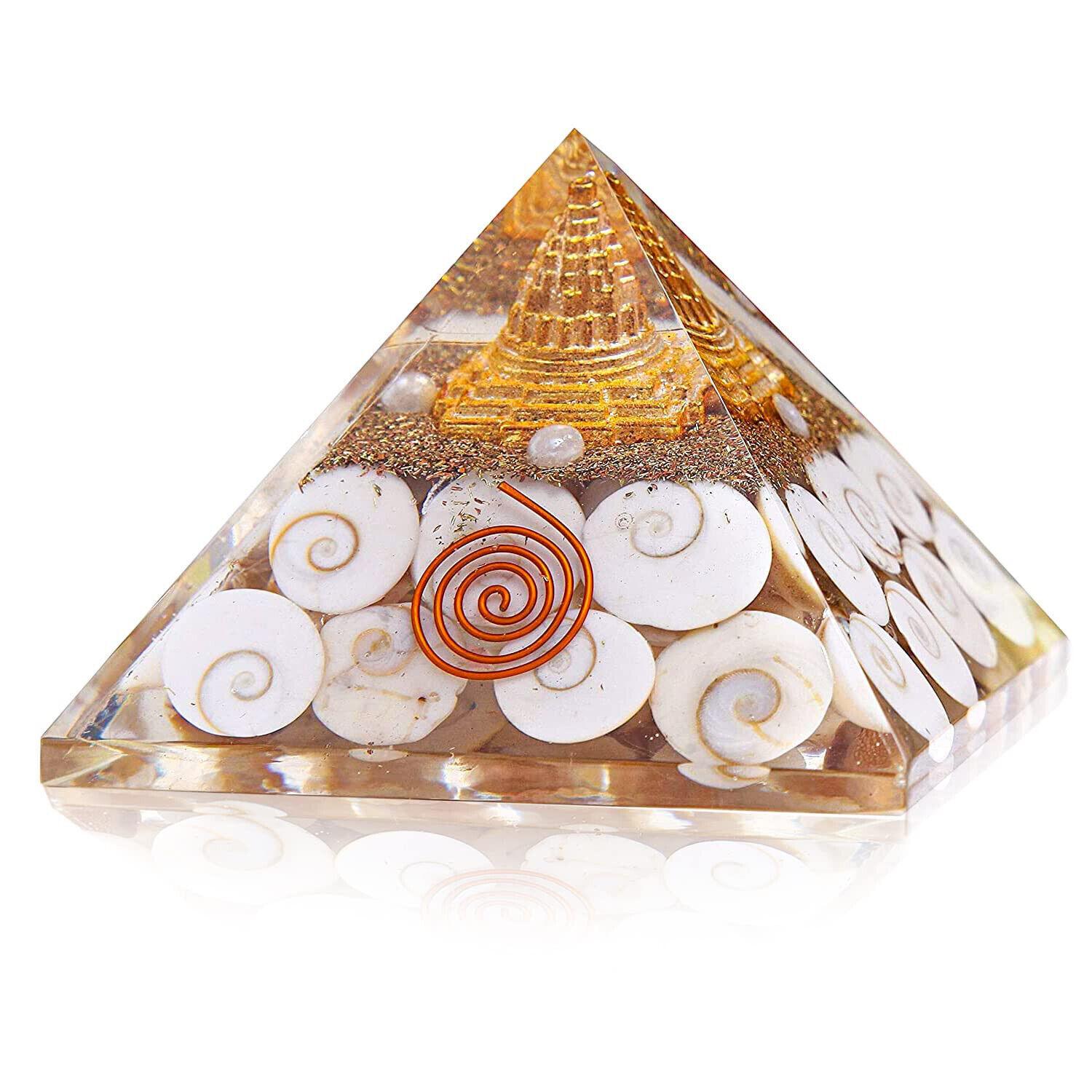 @ Healing Crystal Gomati Chakra Resin Pyramid 3x3 Inches