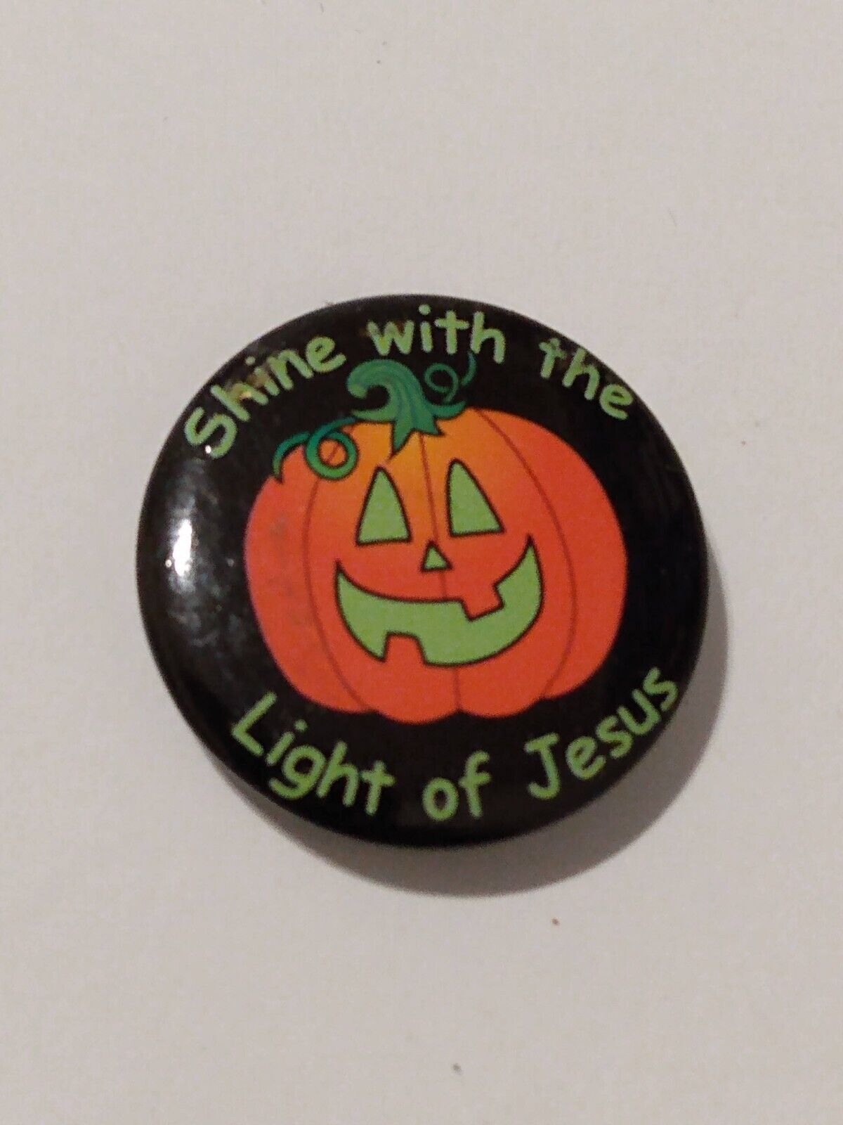 Shine with the Light of Jesus Pumpkin Badge Button Pin