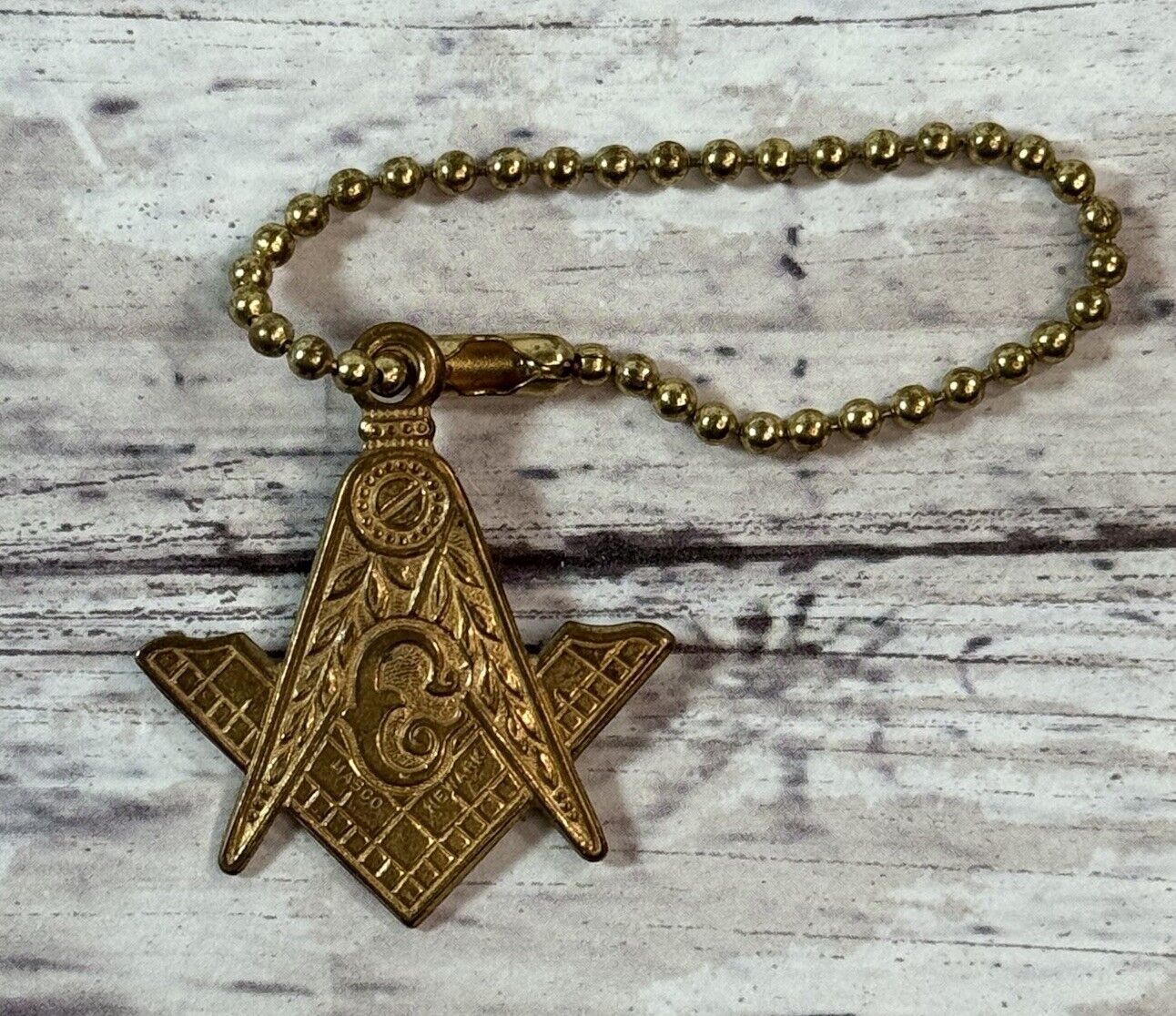 Vintage Freemason Masonic Keychain Pendant Charm Collectible Marked Masco Newark
