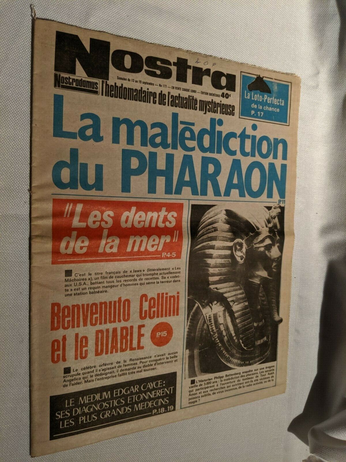 NOSTRA - L\'HEBDOMADAIRE DE L\'ACTUALITE MYSTERIEUSE - N°177 1970\'s French