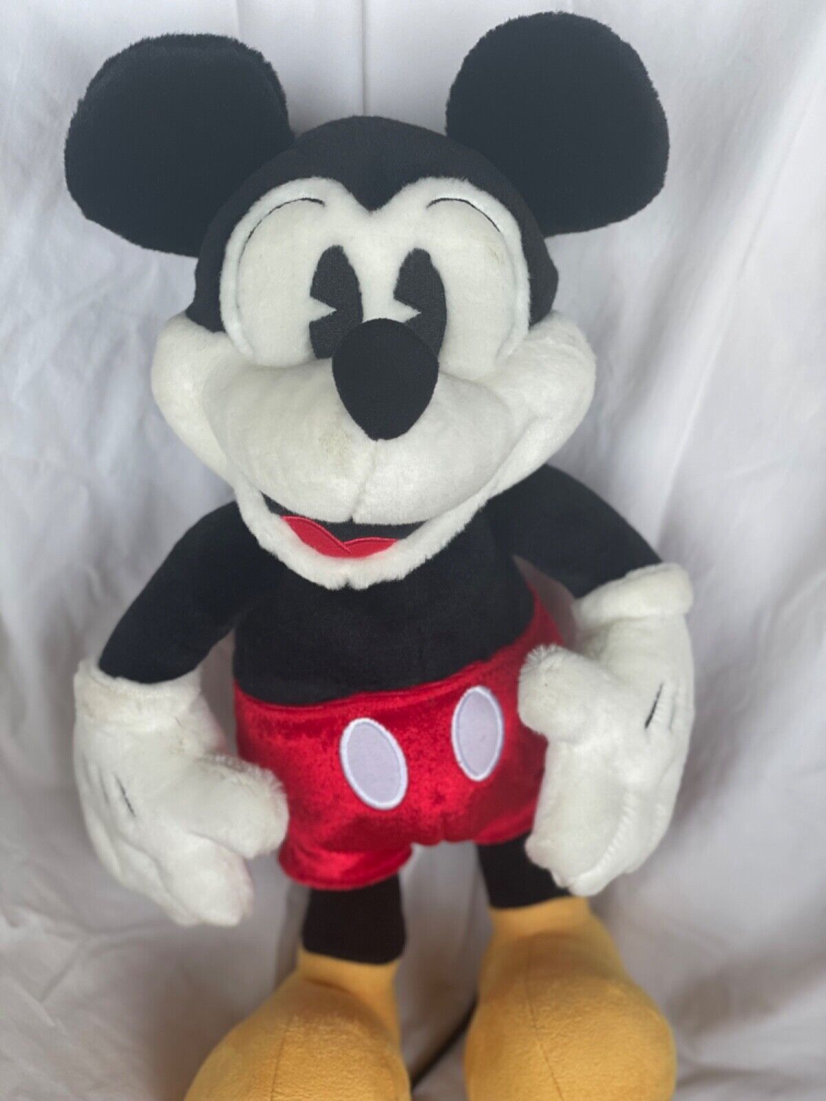 Rare Vintage Mickey Mouse plush with internal wire arms/legs and shoestring tail