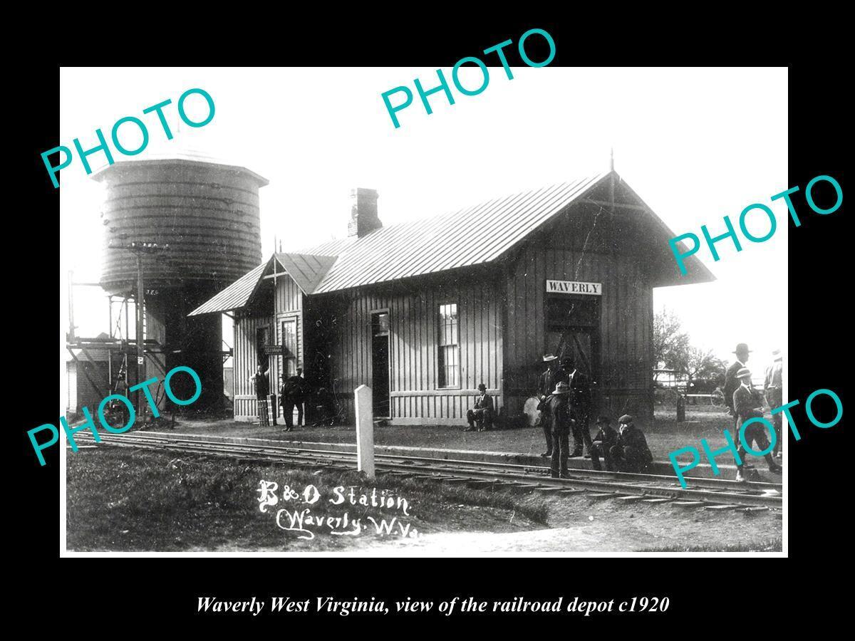 OLD LARGE HISTORIC PHOTO OF WAVERLY WEST VIRGINIA THE RAILROAD STATION c1920
