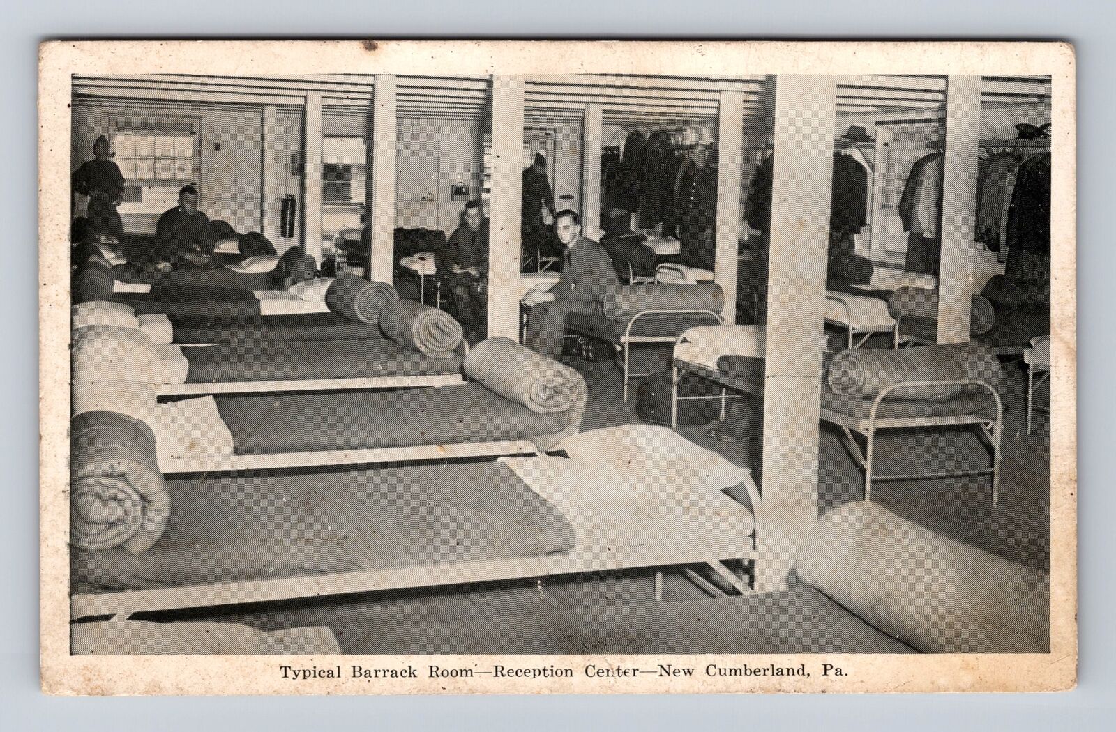 New Cumberland PA-Pennsylvania, Barrack Room, Reception Center Vintage Postcard
