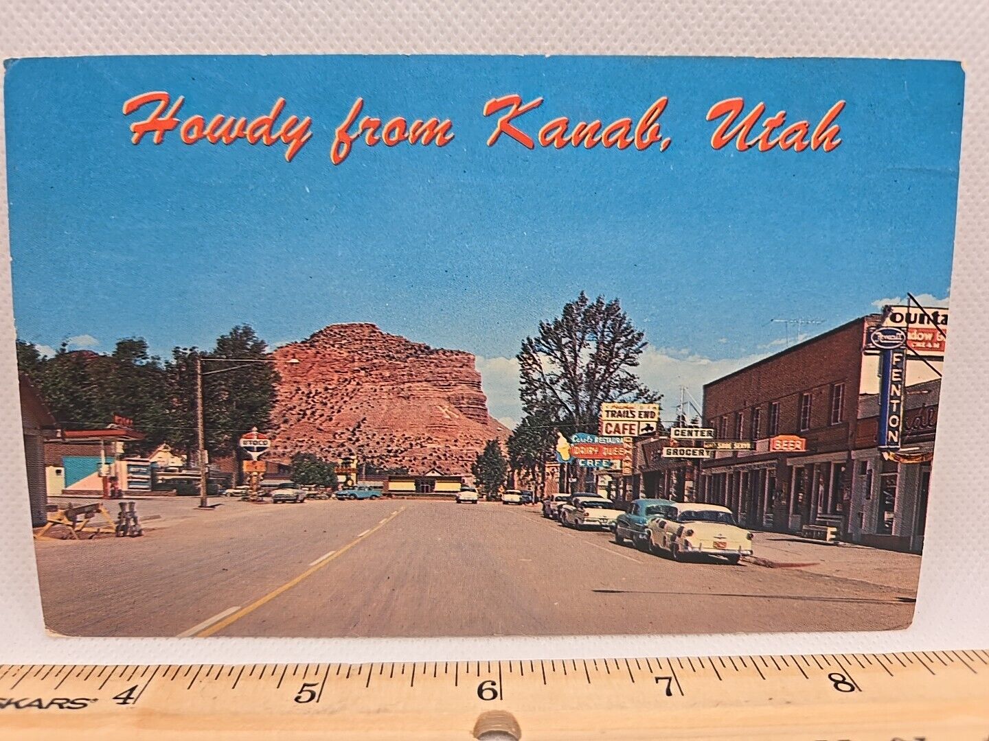 Vintage Postcard Howdy From Kanab Utah Old Cars Highway 89 Little Hollywood