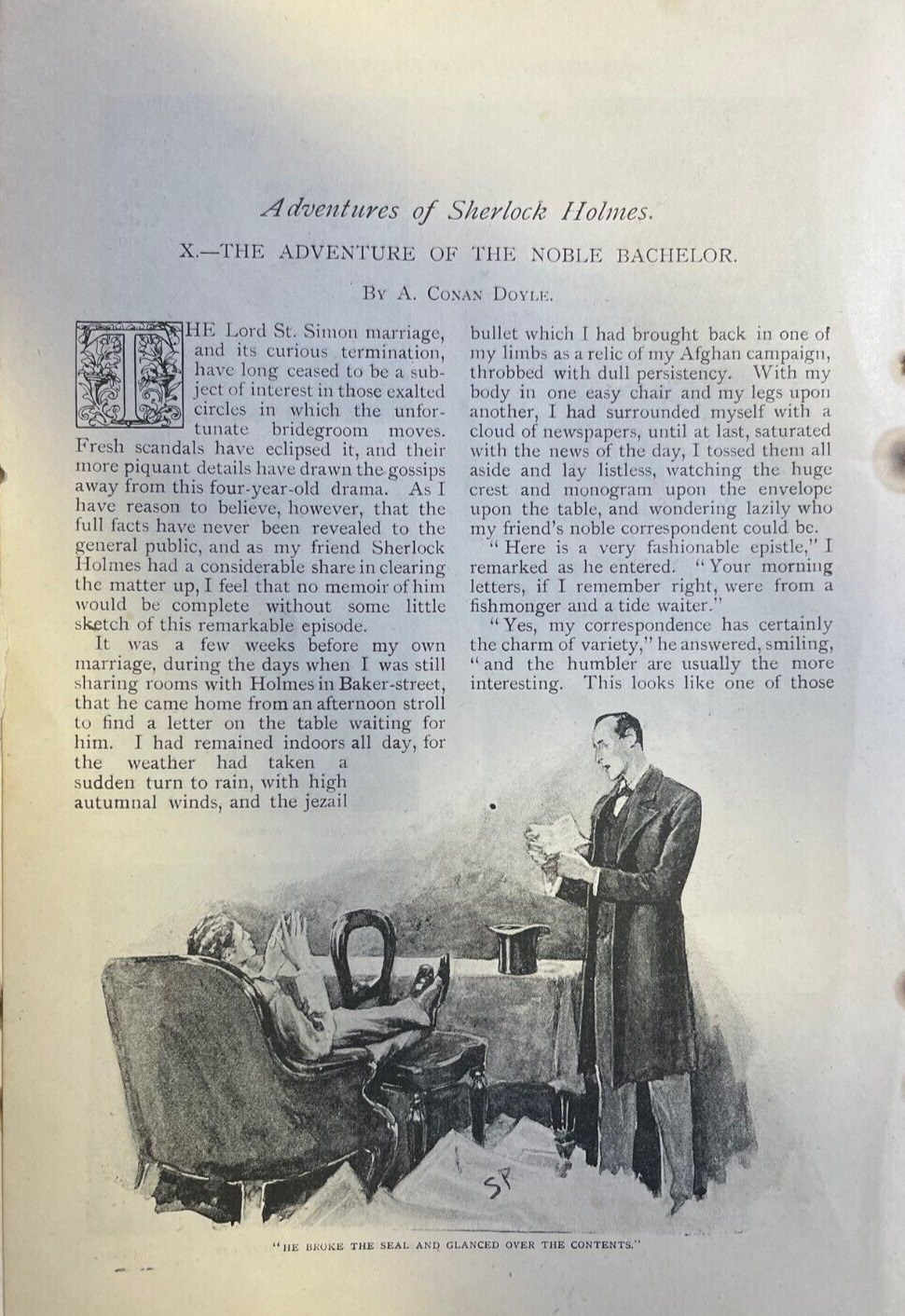 1892 Arthur Conan Doyle Sherlock Holmes Adventure of the Noble Bachelor
