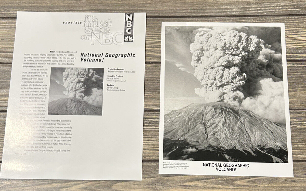 Vintage NBC National Geographic Volcano Fact Sheet and Photo I