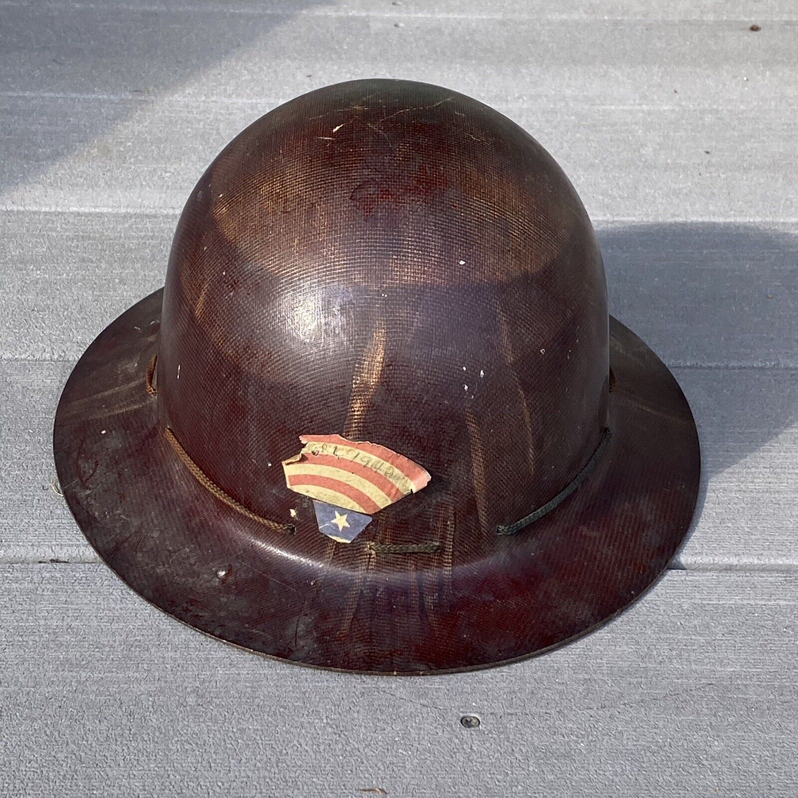 Vintage WW2 SKULLGARD Type-K Full Brim Safety Hard Hat Named To A Pvt. Date 1942
