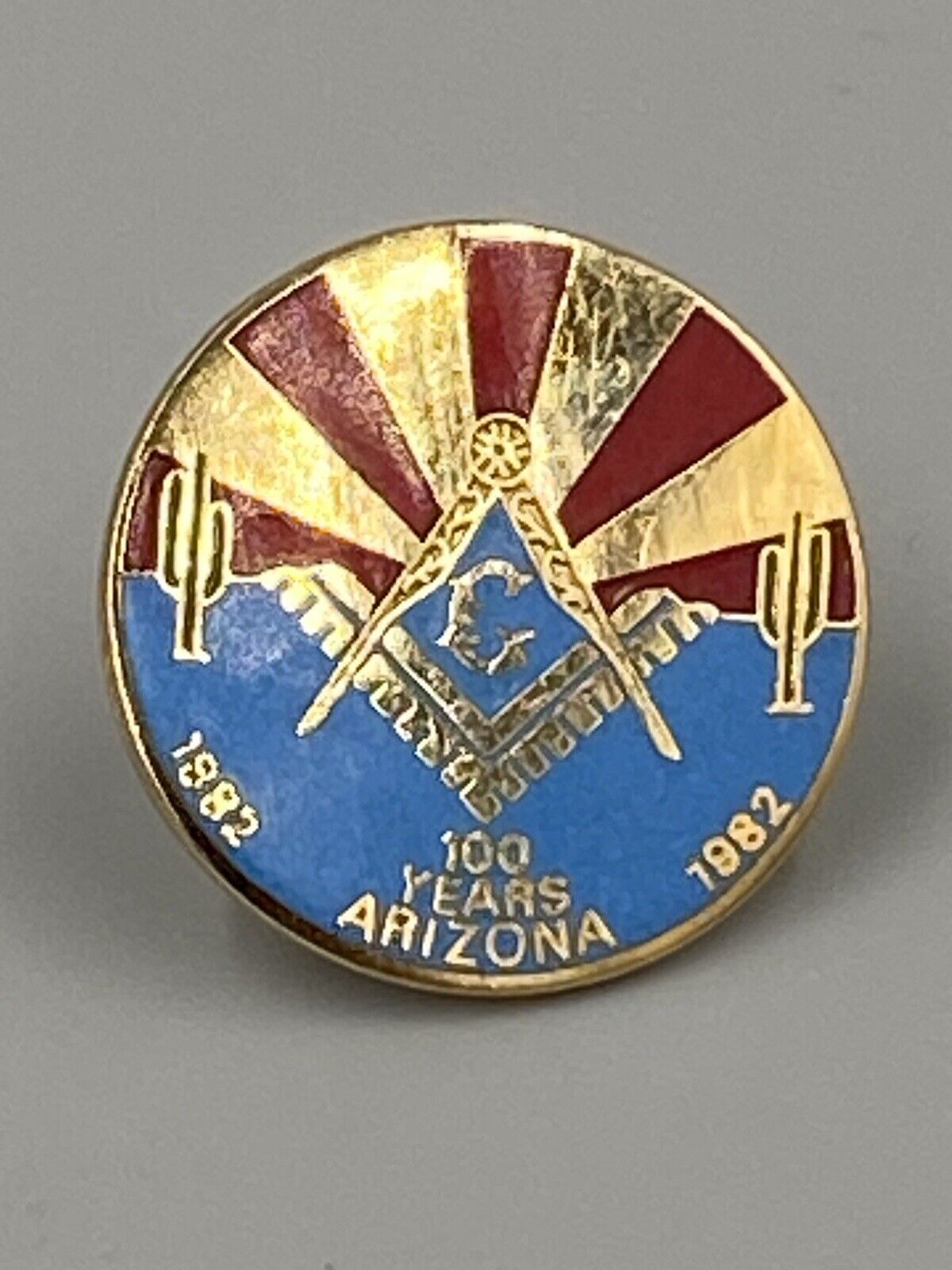 Vintage 1982 Masonic Lodge Years Arizona Anniversary Lapel Pin Badge