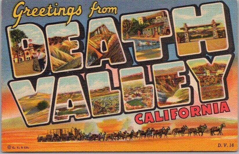 DEATH VALLEY, California Large Letter Postcard / Curteich Linen / 1965 Cancel