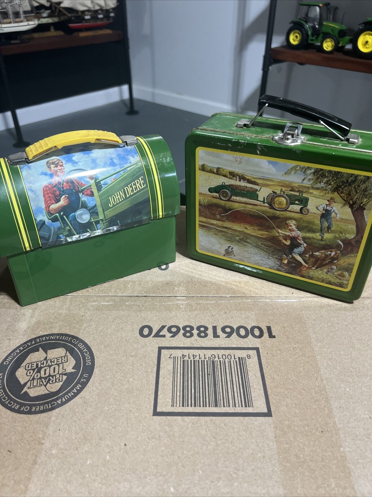 Vintage JOHN DEERE Kids Turtle Trouble #22002 Metal Lunch Box (2 Boxes Included)