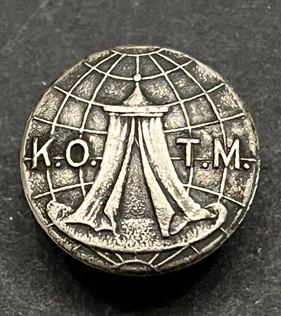 Vintage K.O.T.M. KNIGHTS OF THE MACCABEES Metal Work Stud Button w/Tent (T8)