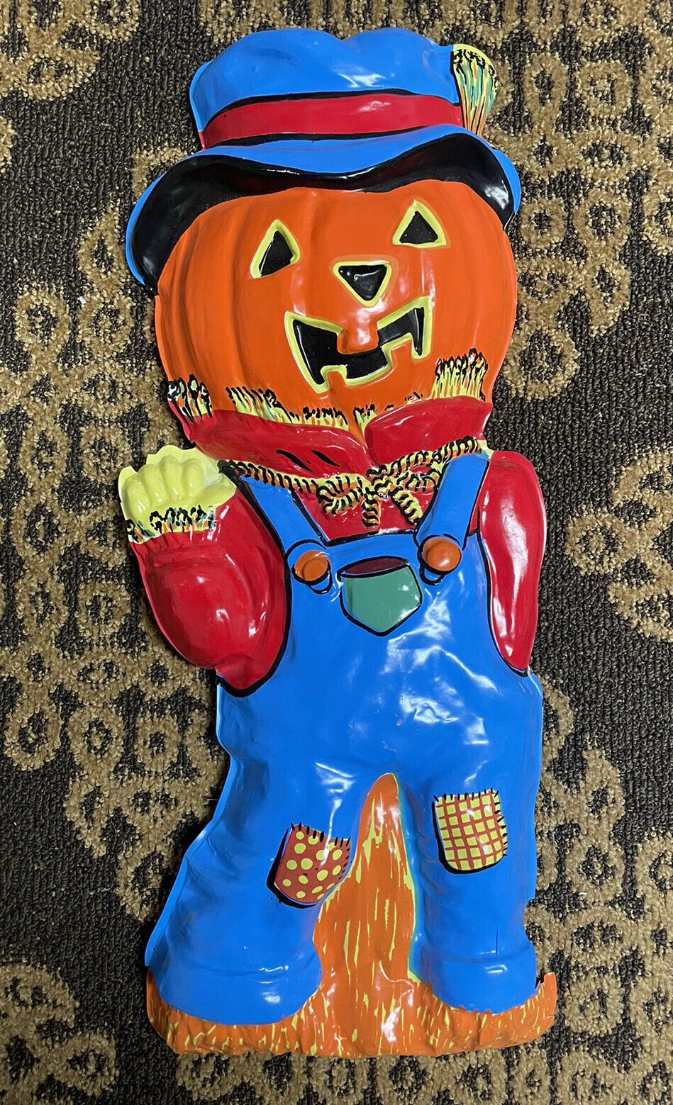 Vintage 1977 Vacuform Scarecrow Artform Industries Halloween Decor Retro Pumpkin