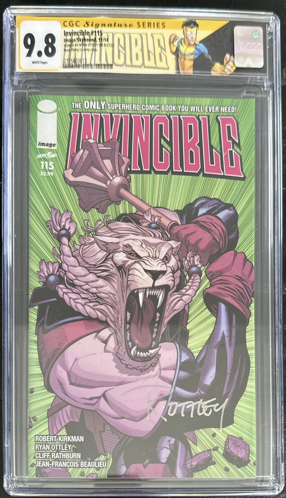 INVINCIBLE #115 OTTLEY COVER CGC SS 9.8 SIGNED BY RYAN OTTLEY (COMP)