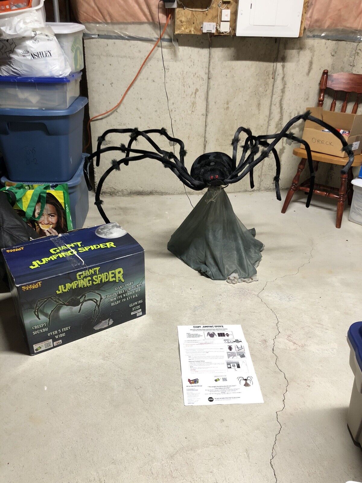 EXTREMELY RARE Giant Jumping Spider Spirit Halloween Animatronic W/ Box READ