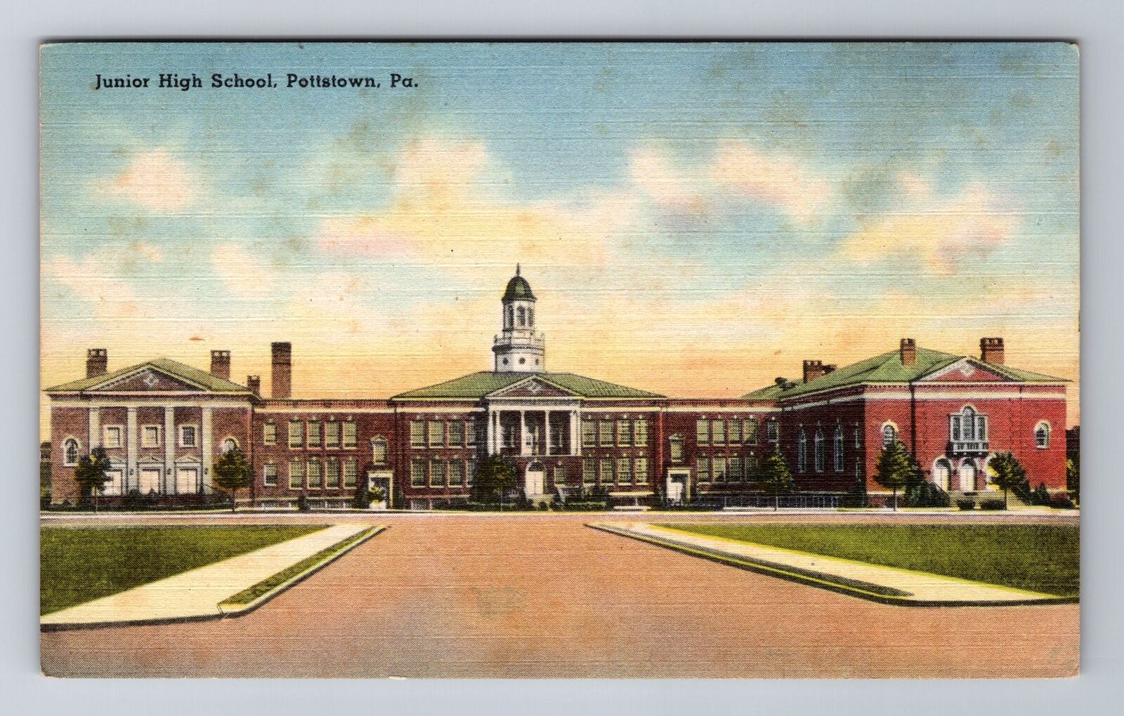 Pottstown PA-Pennsylvania, Junior High School, Antique Souvenir Vintage Postcard
