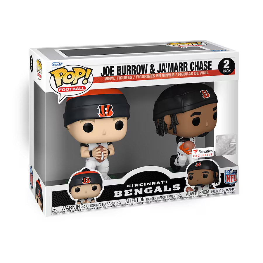 Funko POP NFL Cincinnati Bengals Joe Burrow Ja'Marr Chase 2 Pack Figure Set