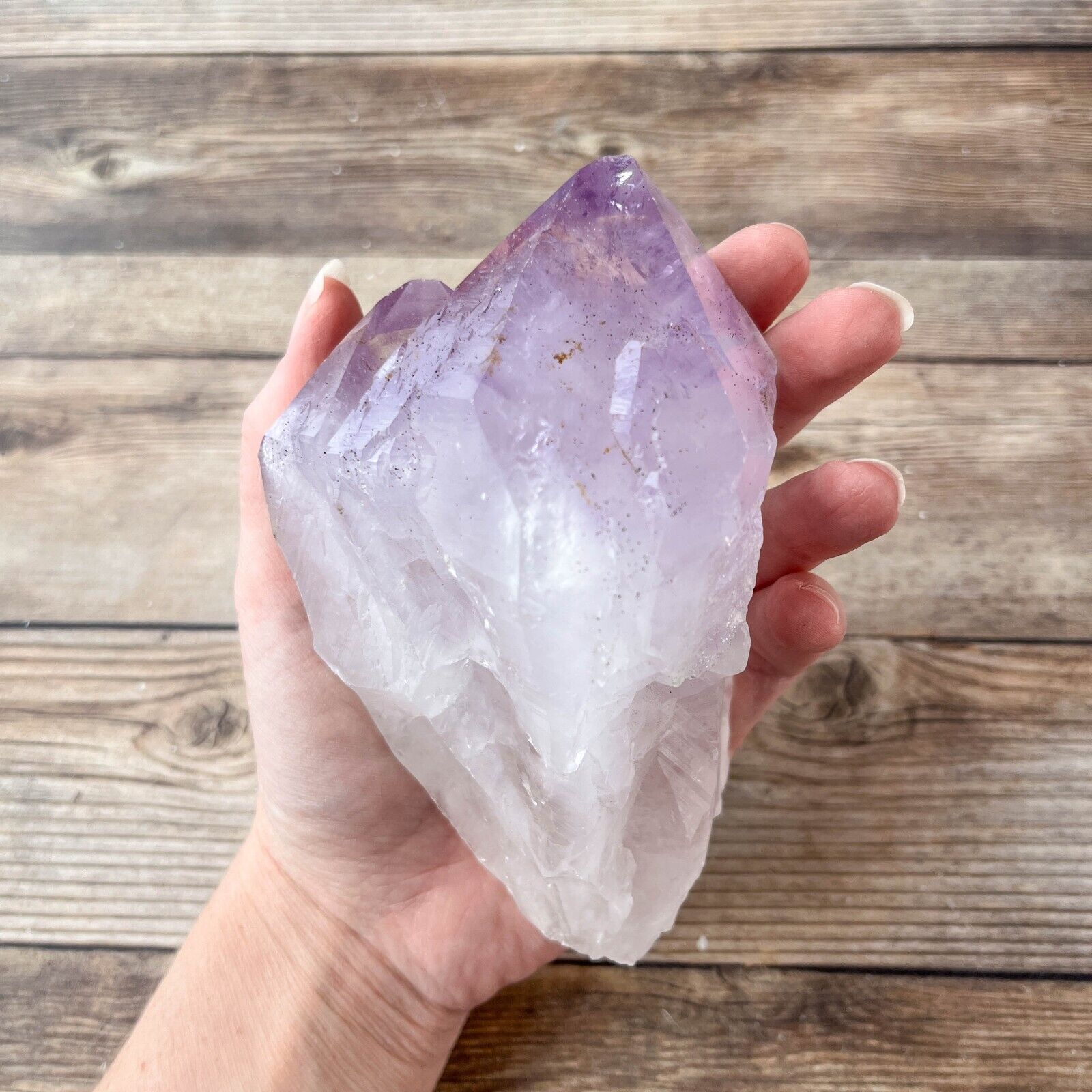 Huge Amethyst Geode Raw Crystal: 1 lb 6 oz (622 g) Polished Face, Approx 6