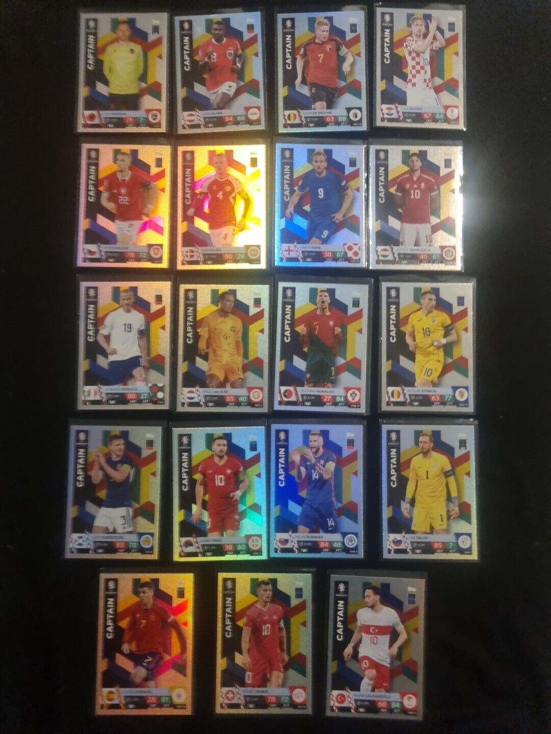 LOT OF 19 TOPPS MATCH ATTAX UEFA EURO 2024 GERMANY #CAPTAIN CARDS (COMPLETE)