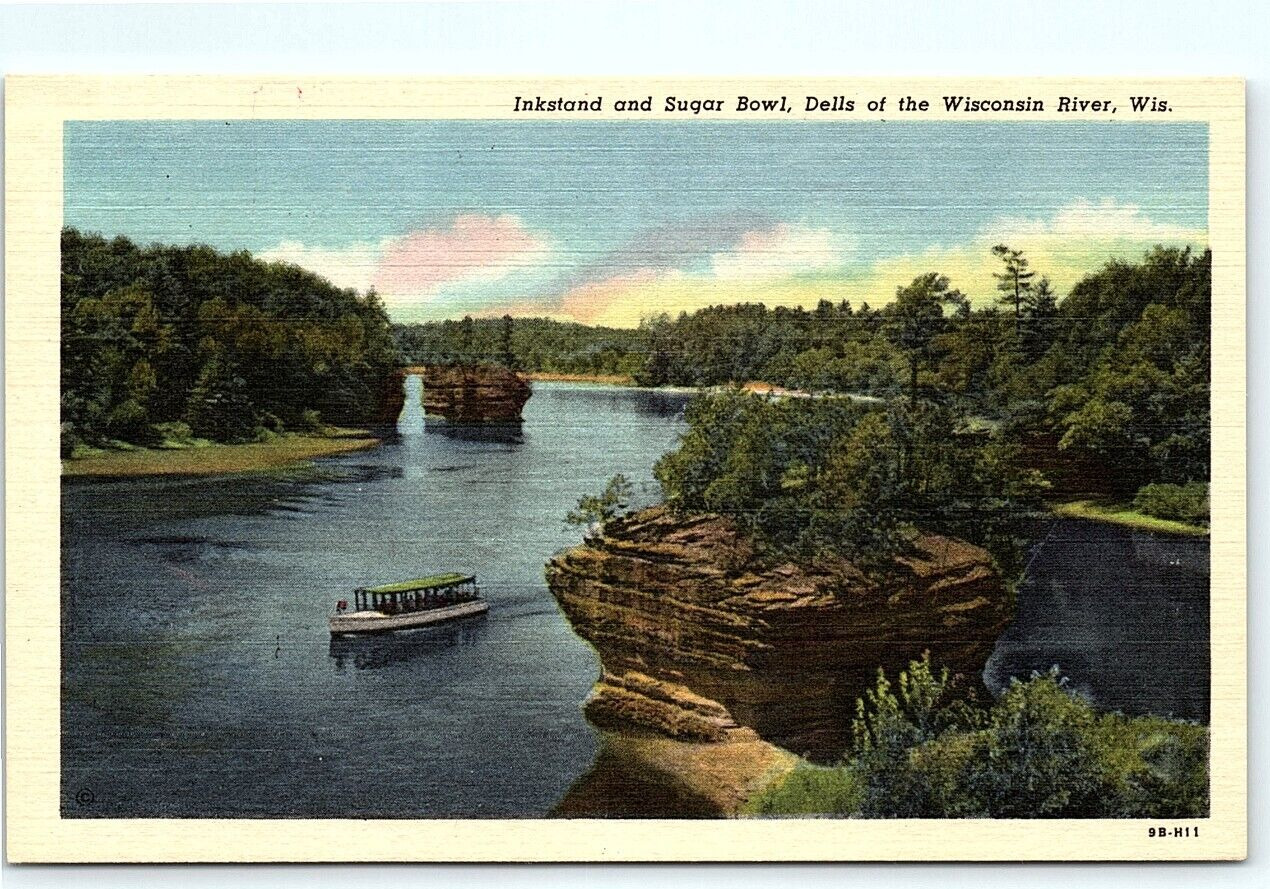 postcard Inkstand and Sugar Bowl Dells of the Wisconsin River 1310