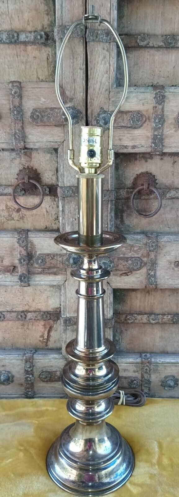 VTG STIFFEL MCM Mid Century Modern Heavy BRASS Candlestick Table Lamp 28\