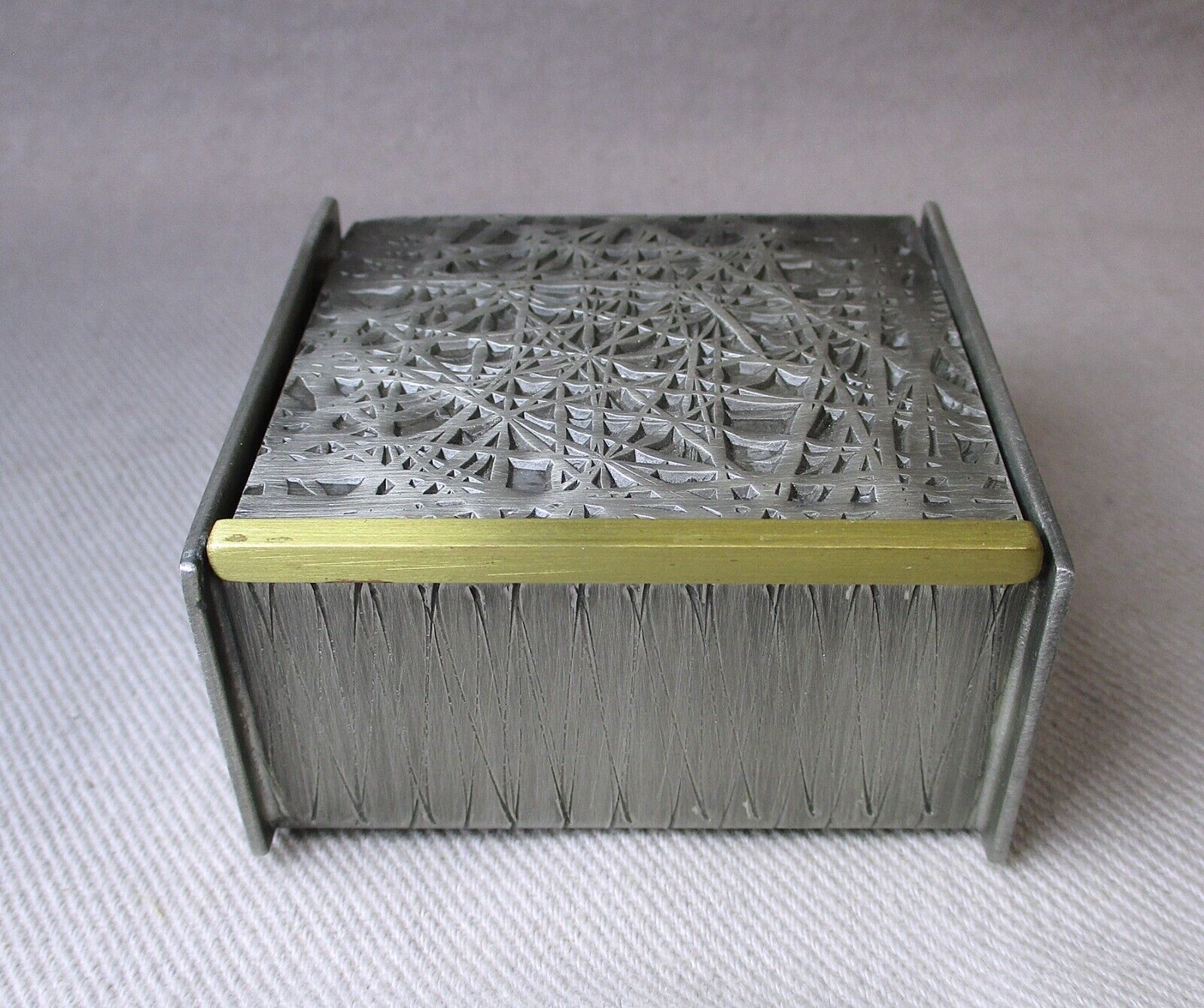Modernist Metal Sculptor Jon Michael Route Pewter Abstract Trinket/Jewelry Box