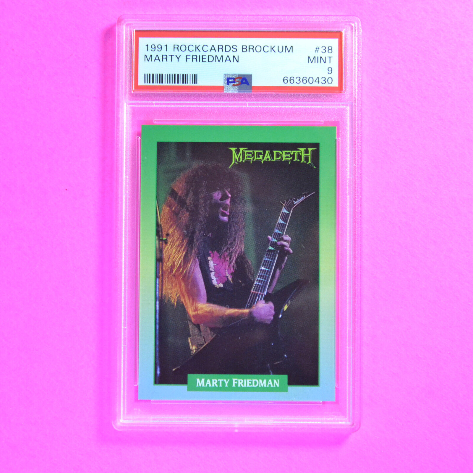 1991 RockCards Brockum, #38 Marty Friedman Megadeath Metal - PSA 9 Mint Rare