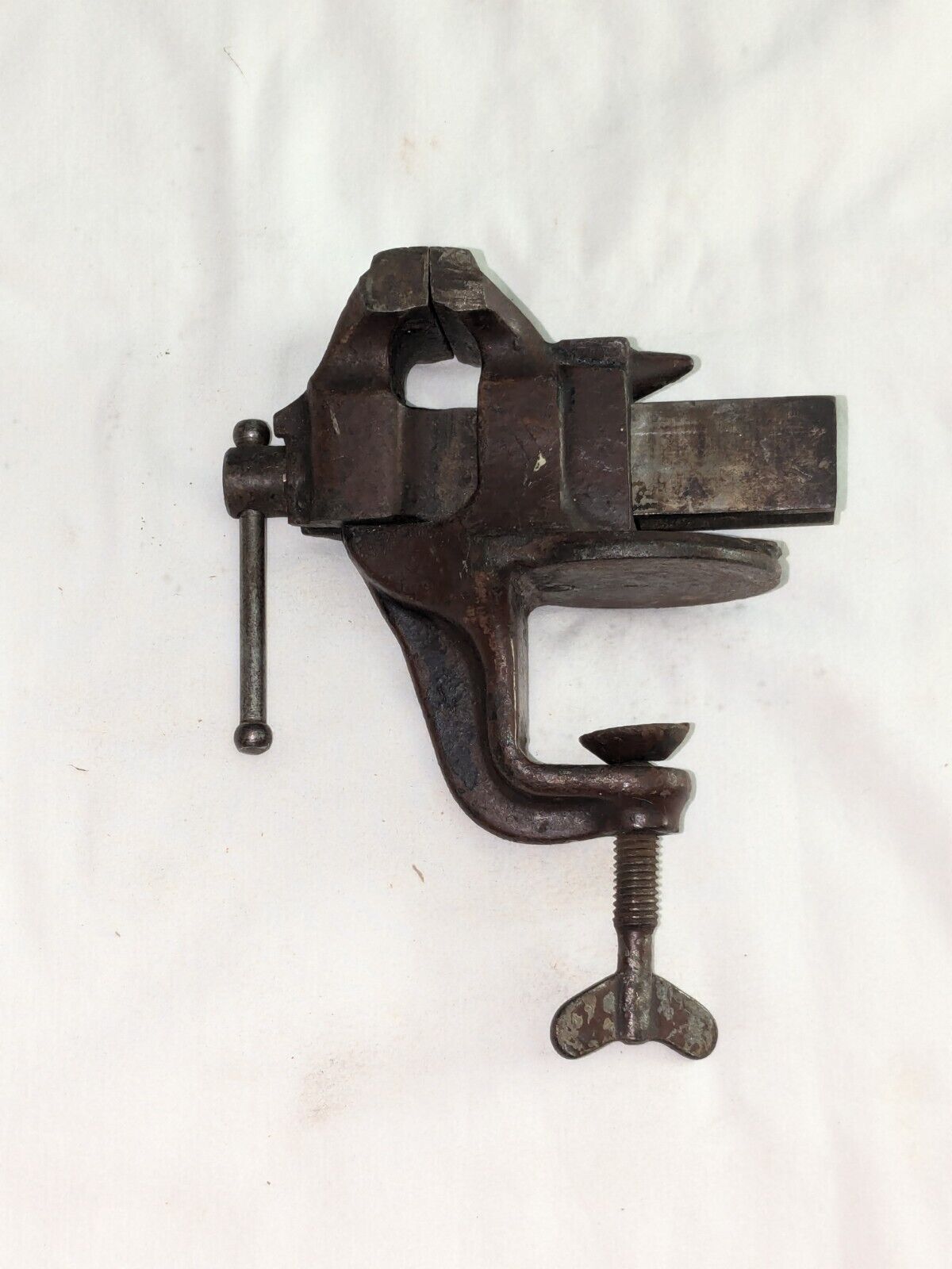 Small Vintage Work BENCH MOUNT Clamp VISE Tool * With ANVIL * Opens To 2-3/4”