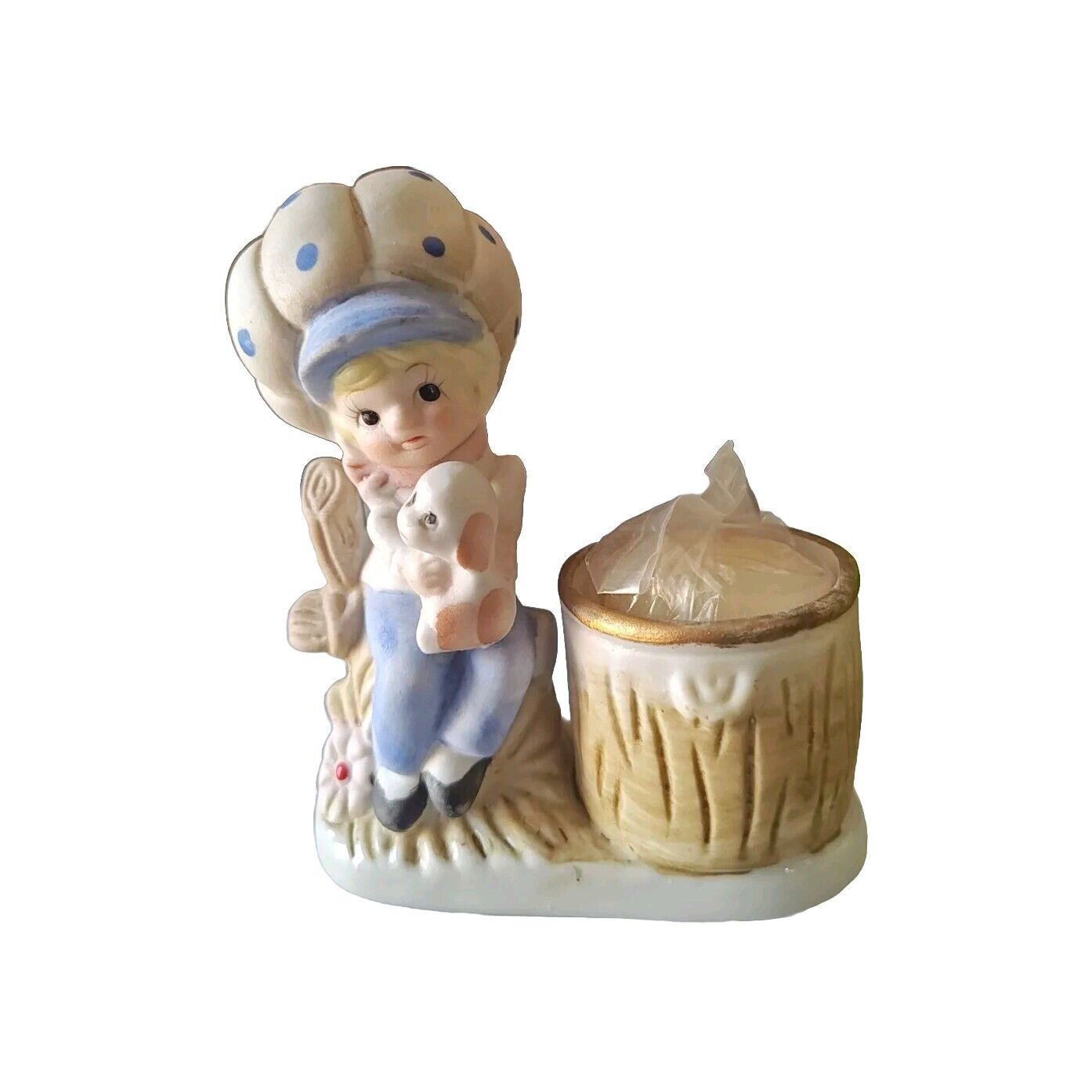 Vintage Little Luvkins Boy With Puppy toothpick/match holder