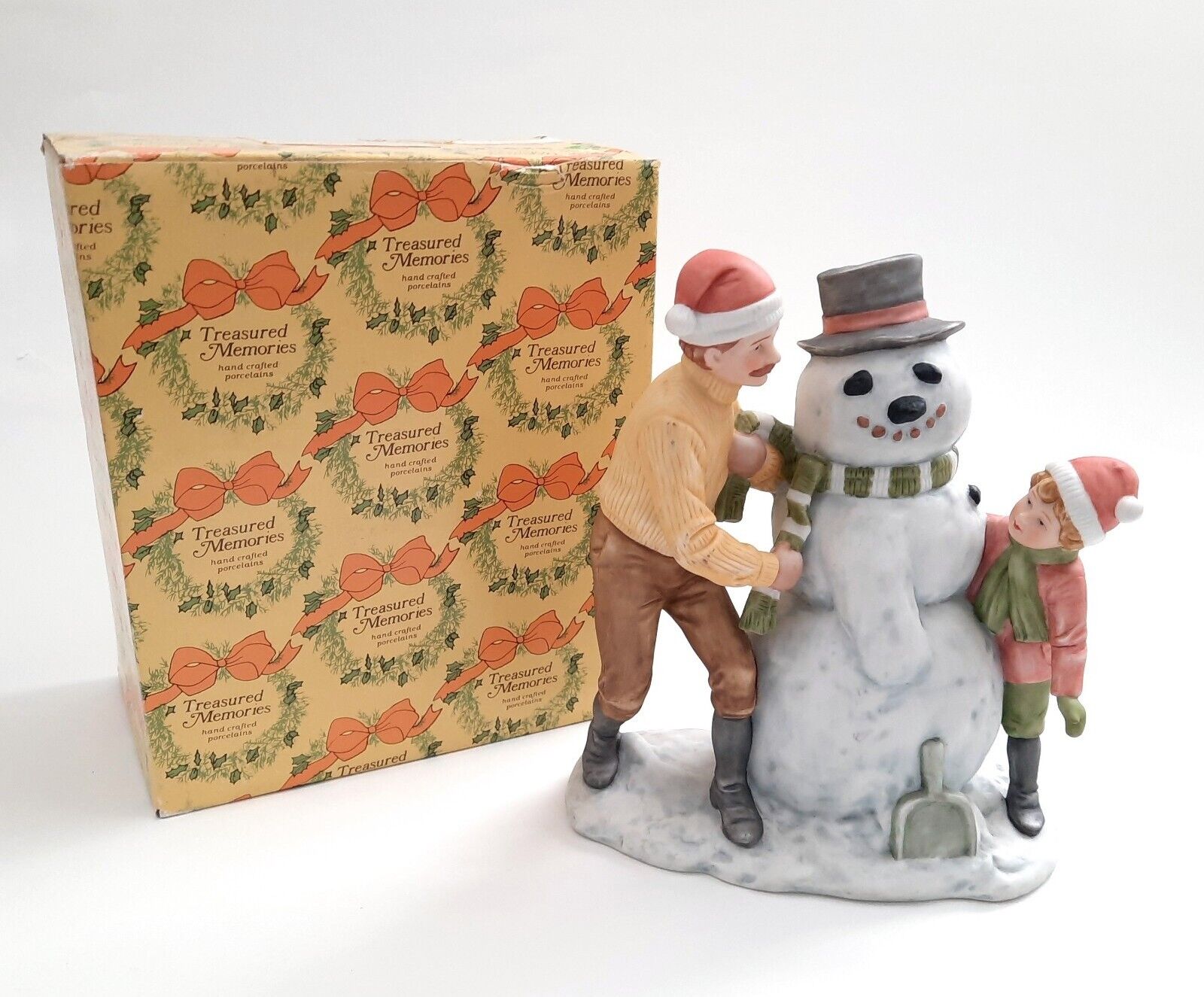 Vintage Enesco Building A Snowman Treasured Memories Figurine 1985 w/ Box 60895