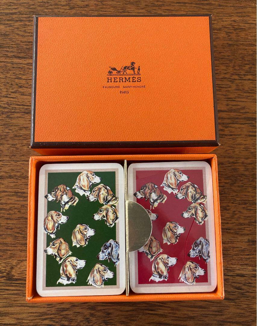 HERMES Mini Playing Cards Trump Game Dog pattern 2 Decks Authentic Japan