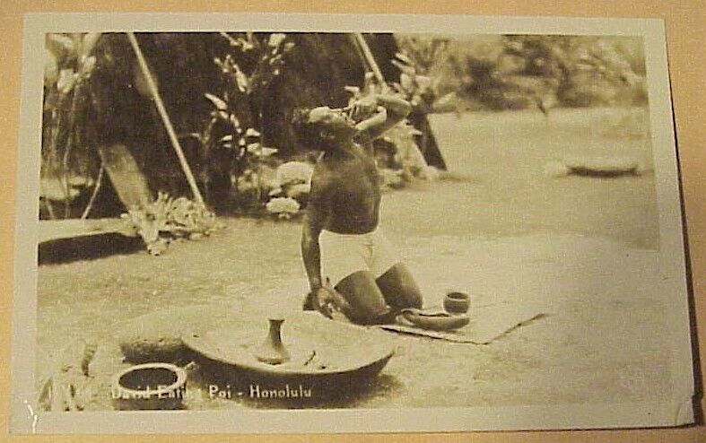 1940\'s David Eating Poi TH Hawaiian Islands RPPC