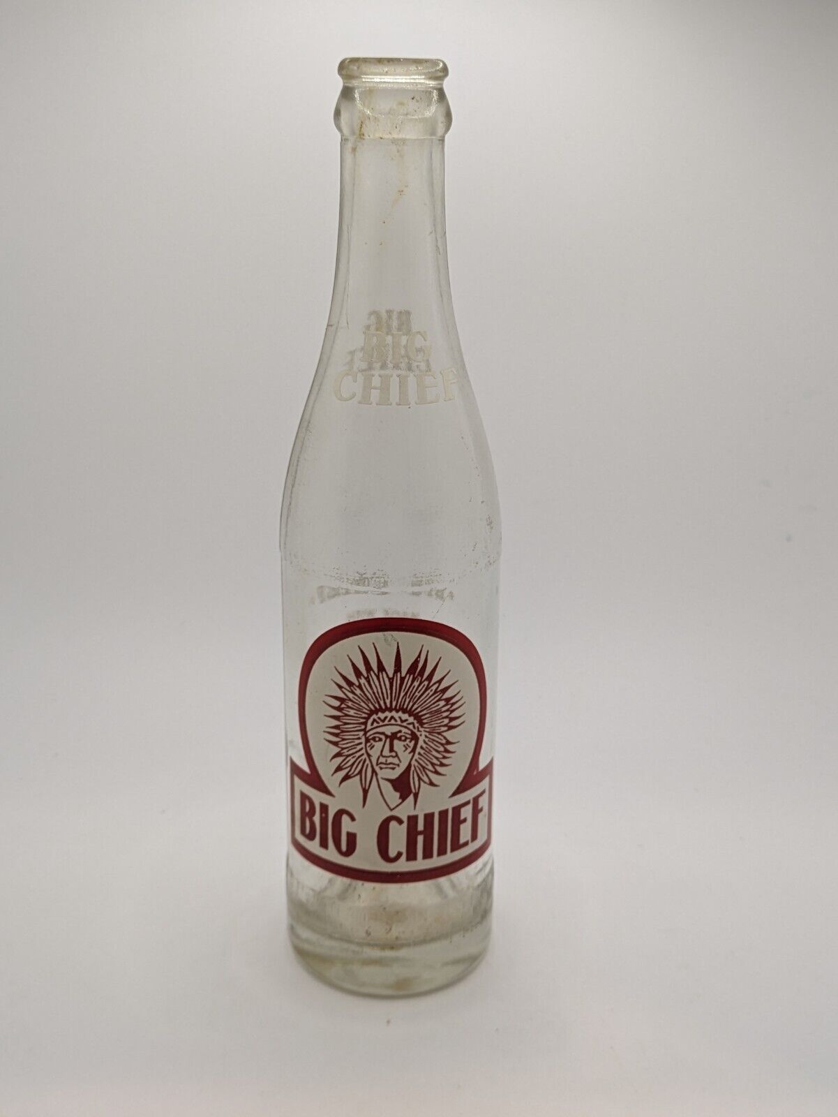 Vintage Big Chief By Coca-Cola Acl Soda Bottle Vinita, Okla. Headdressed Chief