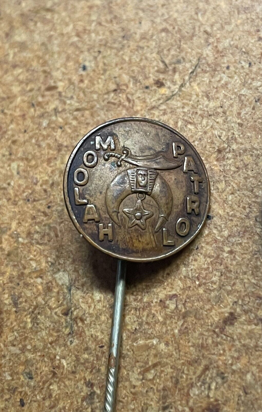 Lot 2 vtg antique MOOLAH PATROL Shriners stick lapel Pin F. W. DROSTEN St. Louis