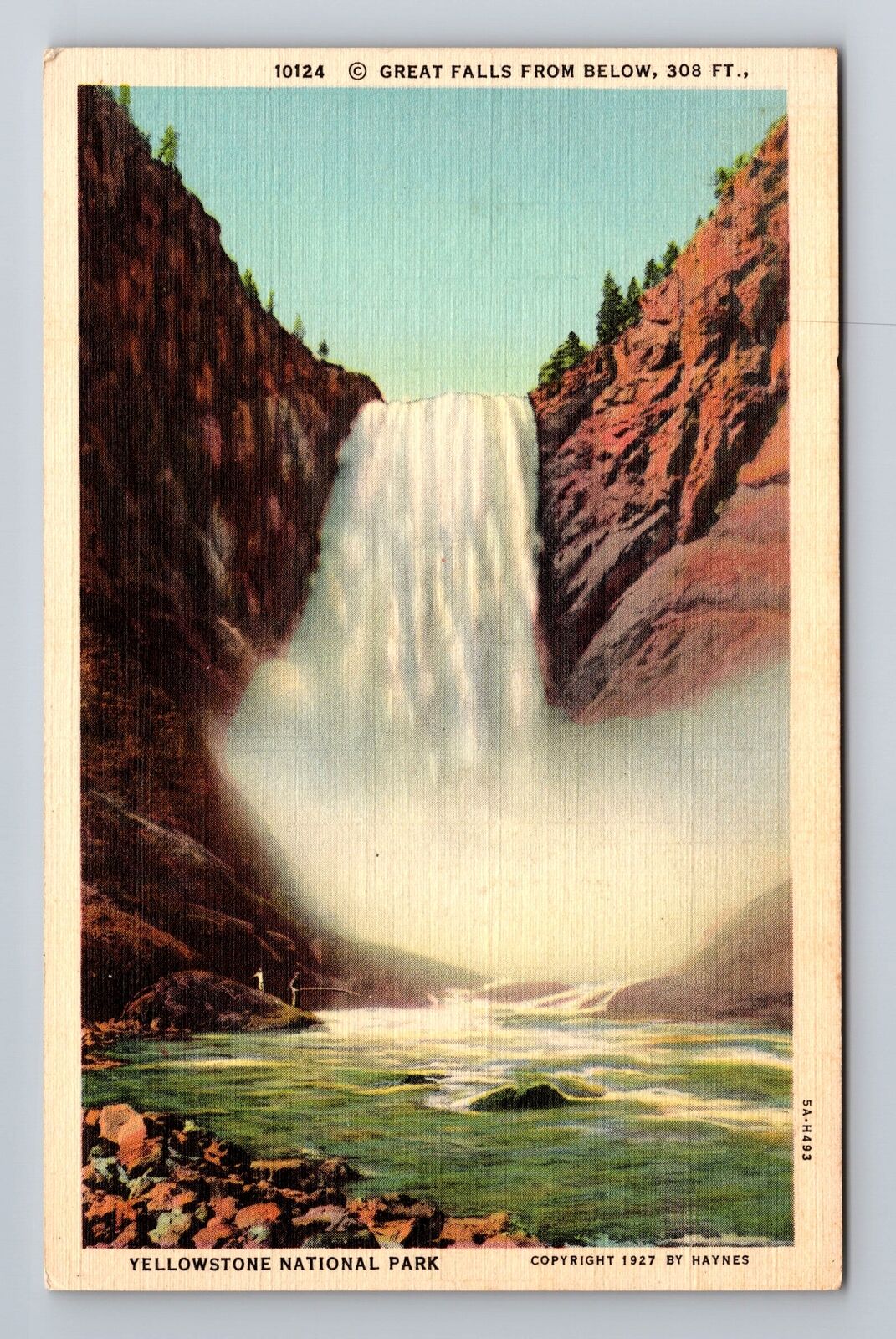 WY-Wyoming, Great Falls From Below, Antique, Vintage Souvenir Postcard