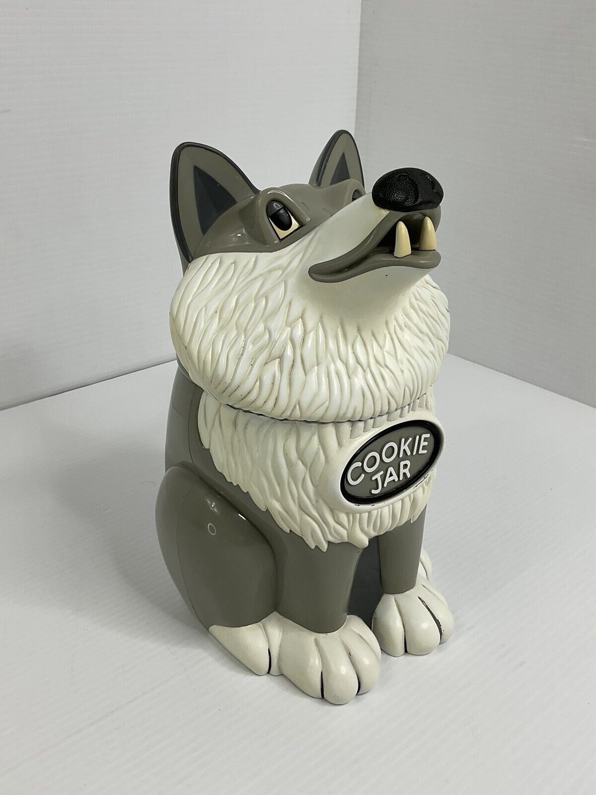 Vintage Howling Wolf Husky Cookie Jar Fun-Damental Too LTD 1998 Tested / Works