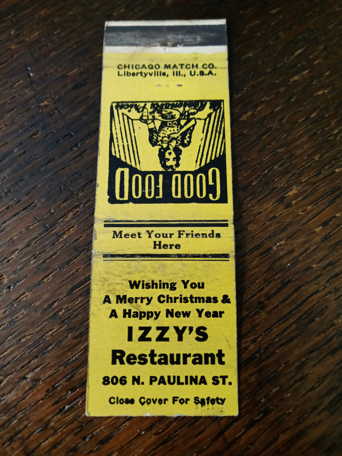 Vintage Matchcover: Izzy\'s Restaurant, Chicago, IL