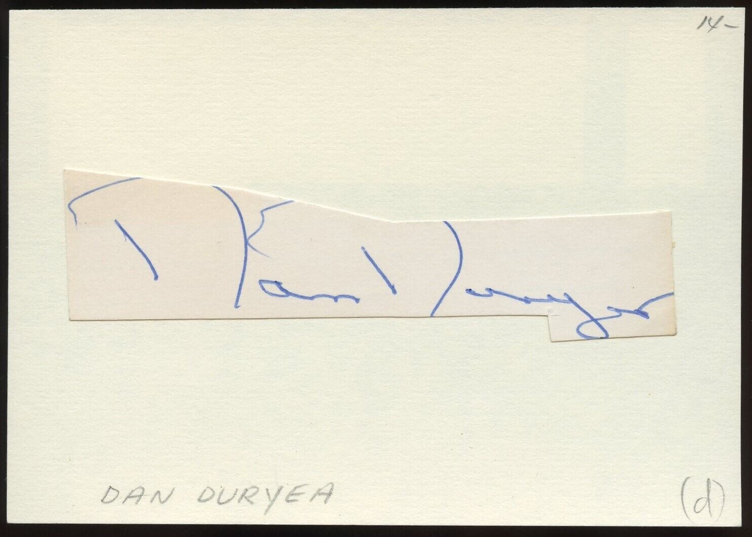 Dan Duryea d1968 signed autograph auto 4x5 Cut Film & TV Actor in Winchester