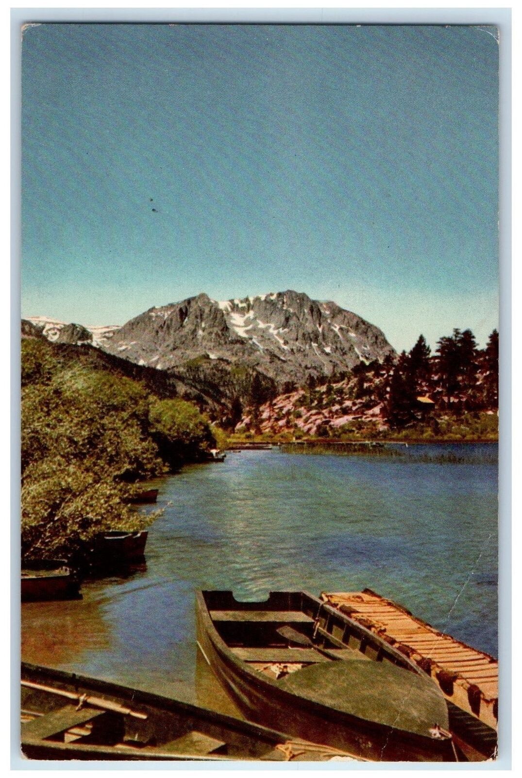 c1960s June Lake Scene Boats High Sierra County CA Union Oil Co. Ad Postcard