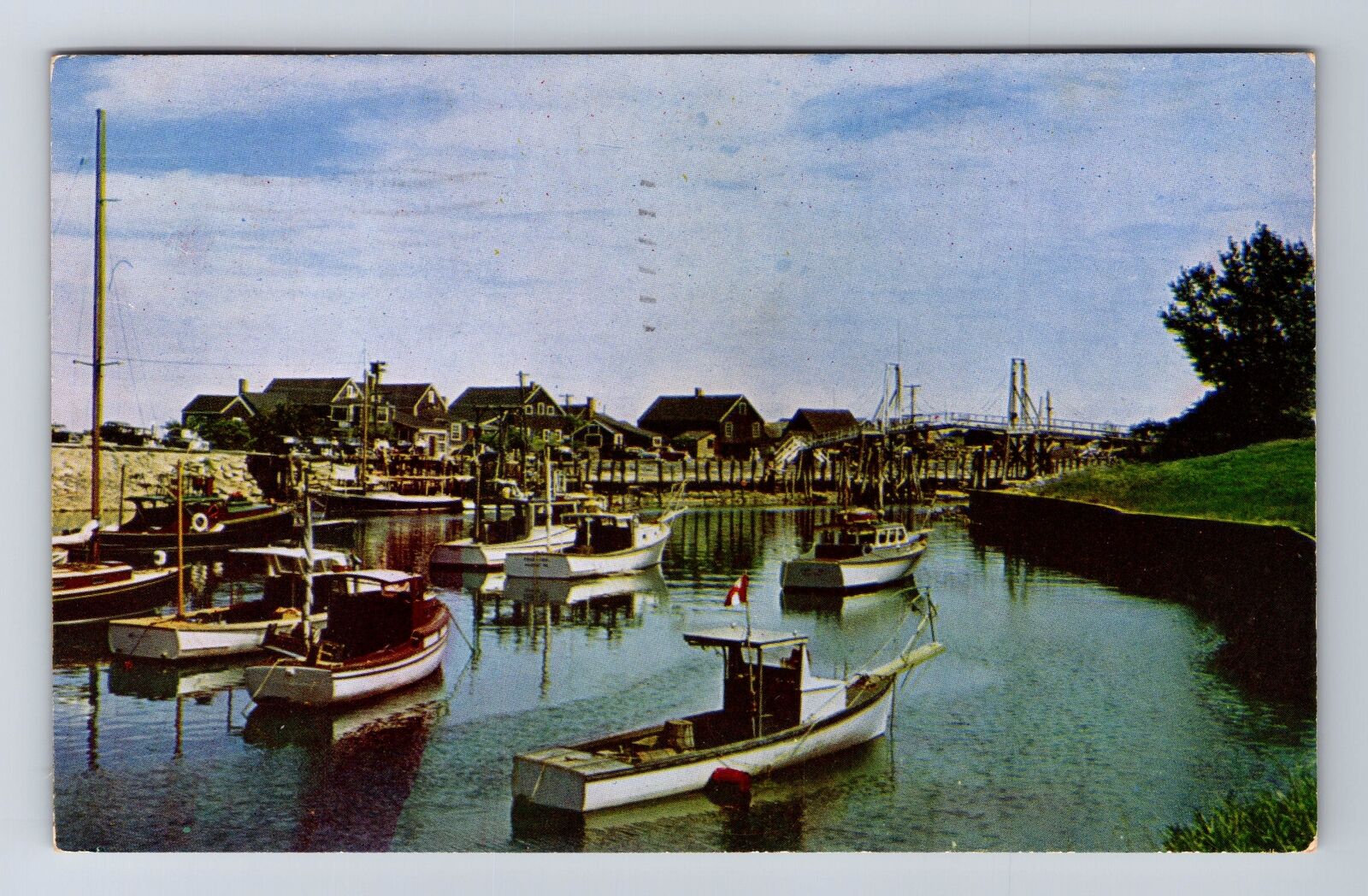 Ogunquit ME-Maine, Perkins Cove And Bridge, Antique, Vintage c1955 Postcard