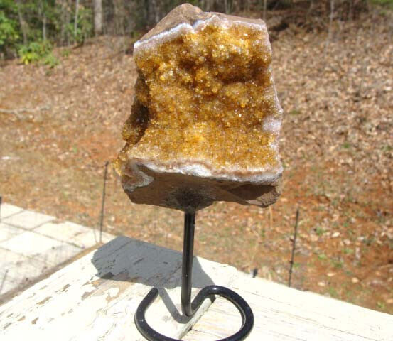 Citrine Cluster On A Metal Stand  From Brazil-1 lb 1 ounce--Exc. Sparkling Color