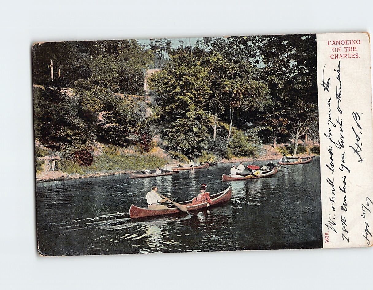 Postcard Canoeing On The Charles, Massachusetts