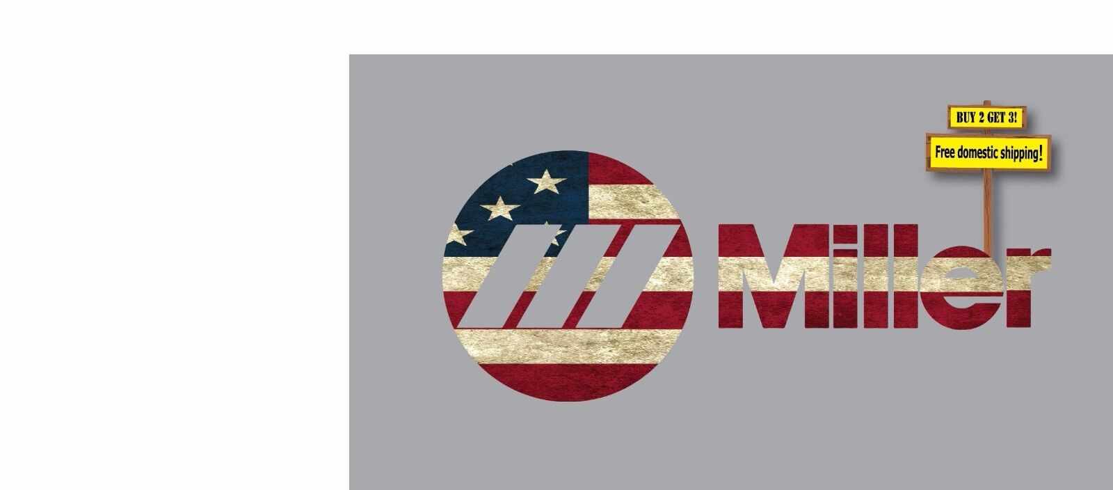 Miller Welding American Flag Imposed Sticker Decal Die Cut 3.5\
