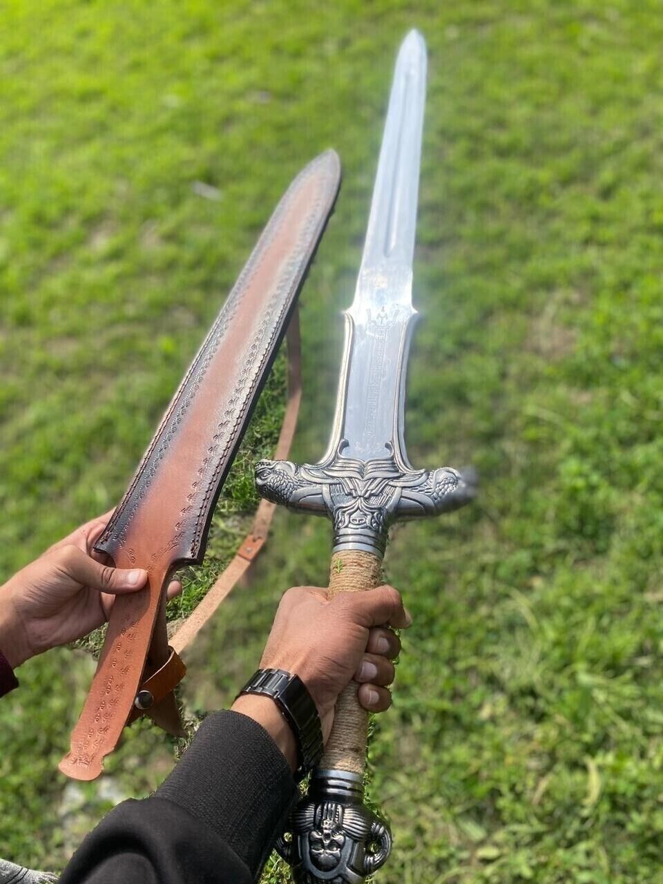 Handmade Conan The Barbarian Sword, viking sword, battle ready W/free Cow Sheath
