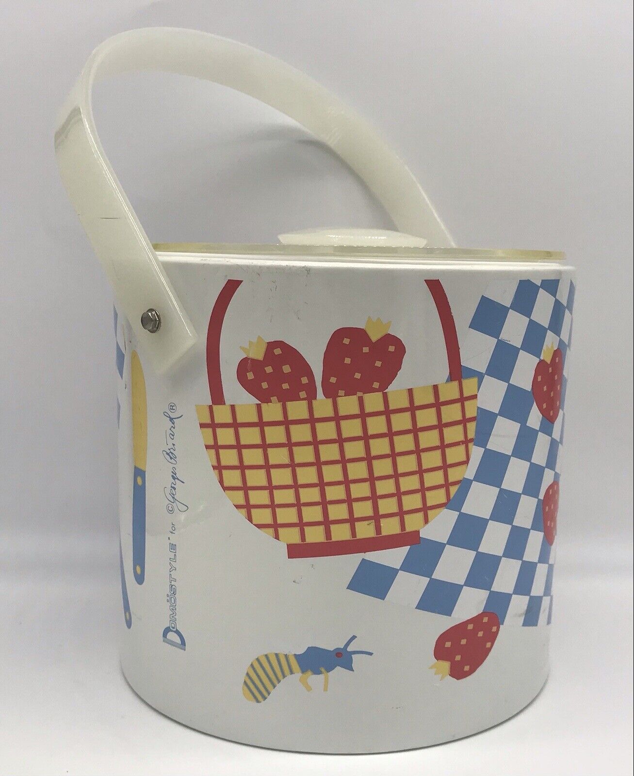 Georges Briard Domostyle Ice Bucket, Picnic w/ bugs and Strawberries MCM Vintage