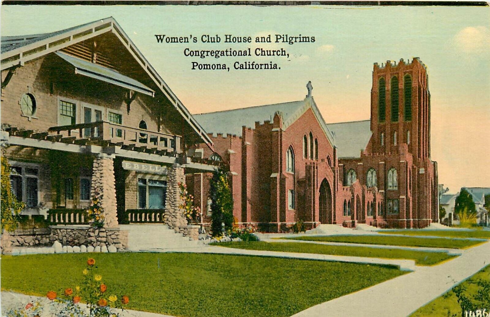 Postcard C-1910 California Pomona Women\'s Club Congregational Church CA24-1491