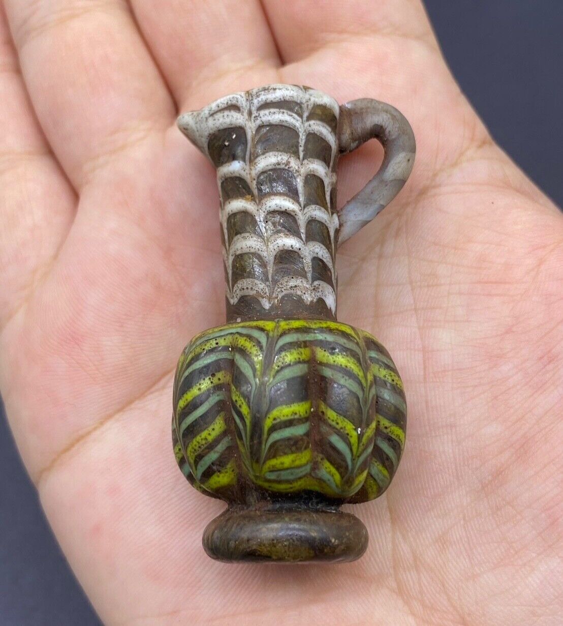 Rare Superb Gabri Phoenician Glass Bottle Jar Vase Pitcher Antique Home Decor