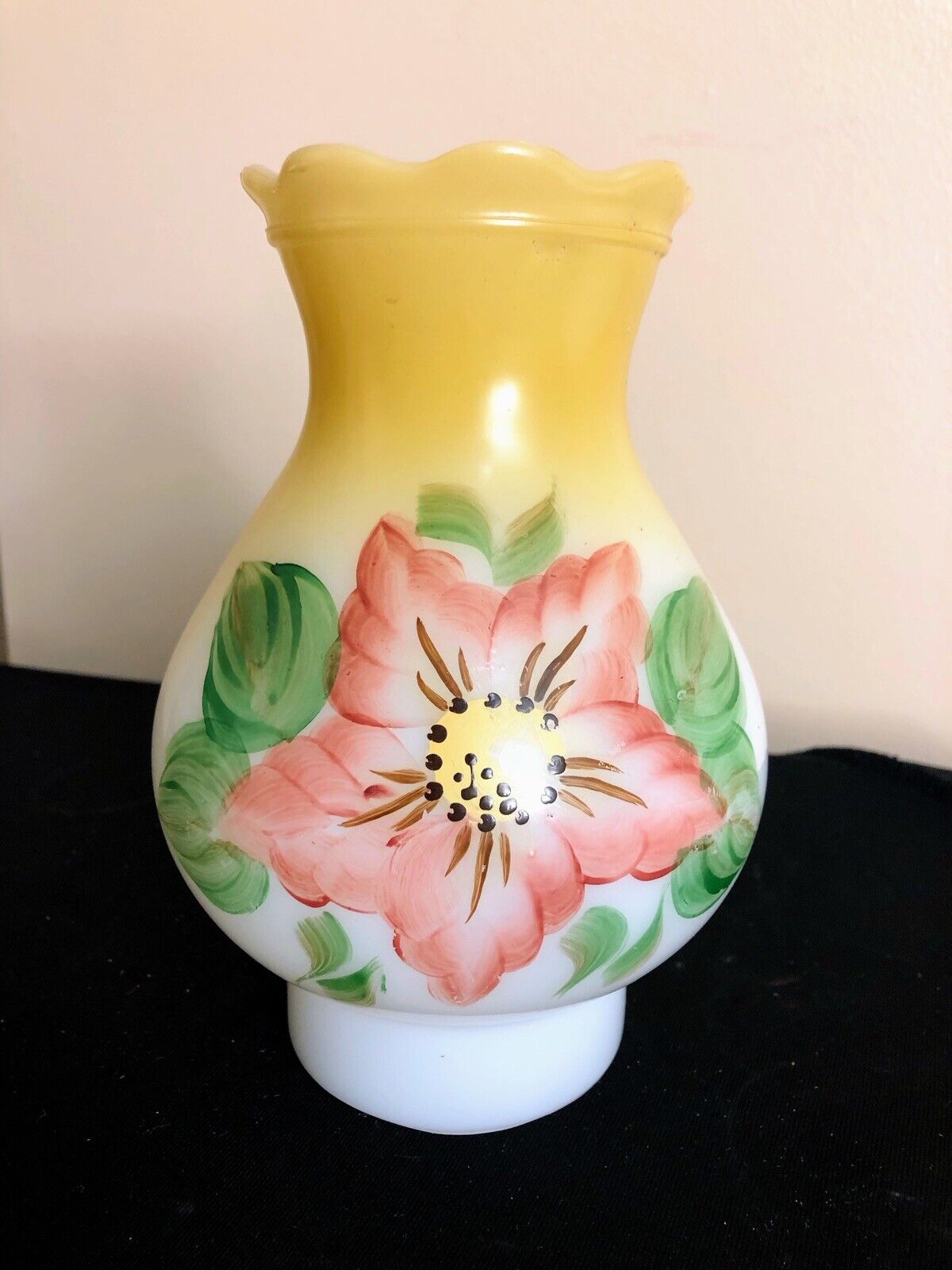 Vintage Heavy Hurricane Oil /Electric Chimney Hand Painted Floral- Beautiful