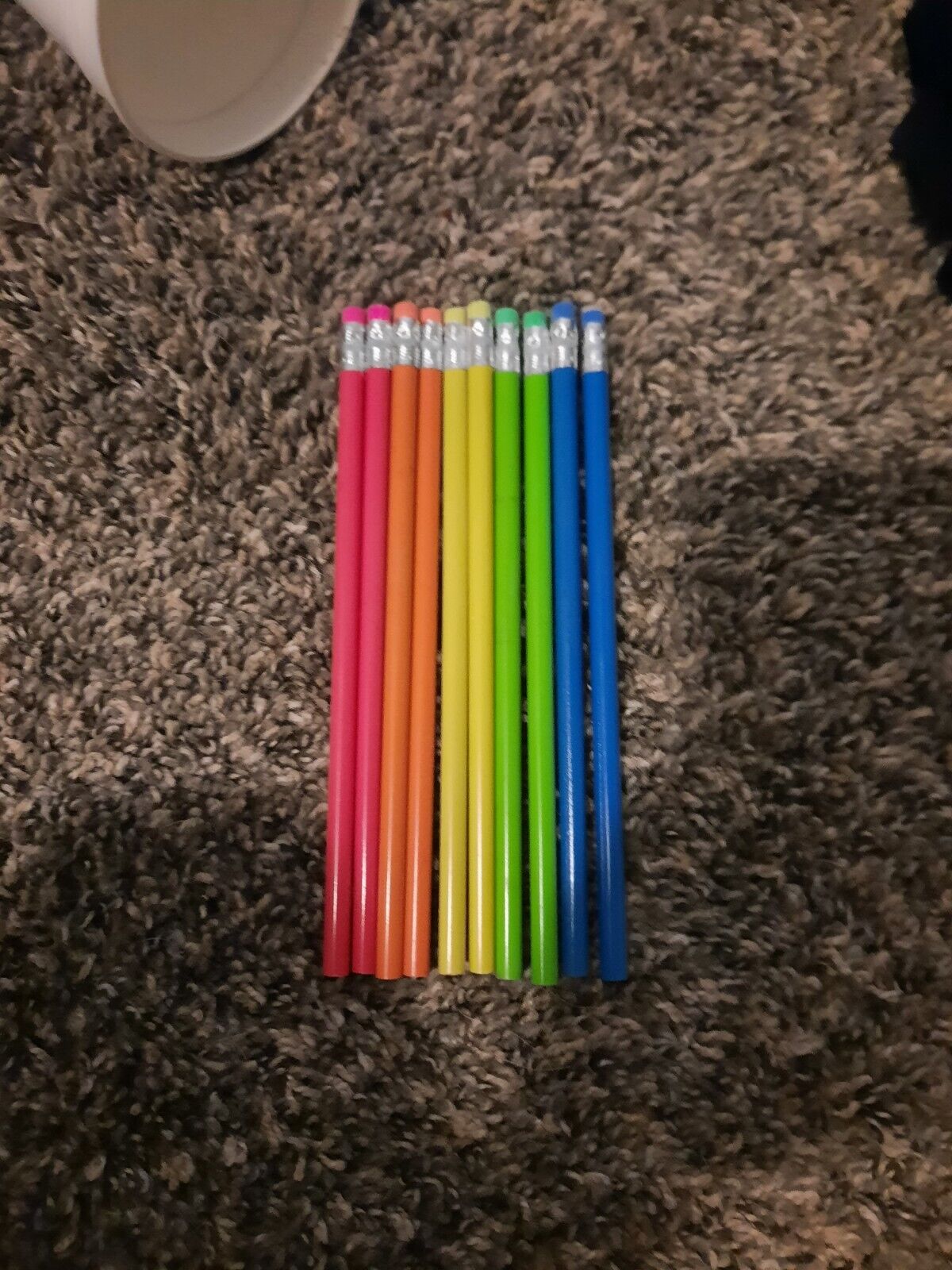 10 rainbow pencils 2 pink, 2 orange, 2 yellow, 2 blue