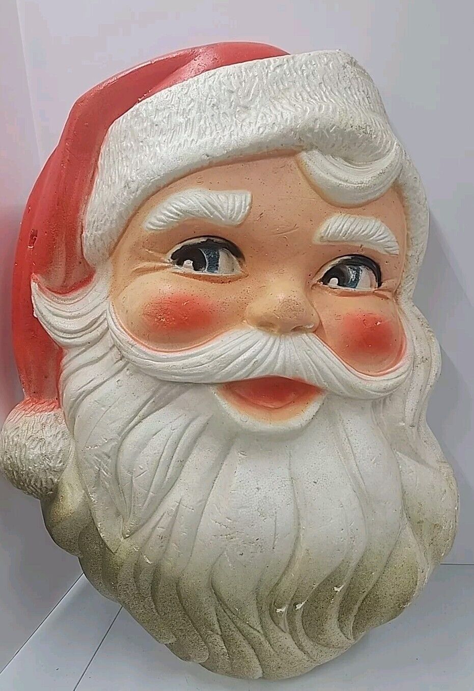 Vtg Santa Claus Head Face Styrofoam Large 24” X 17” Christmas Display In/Outdoor