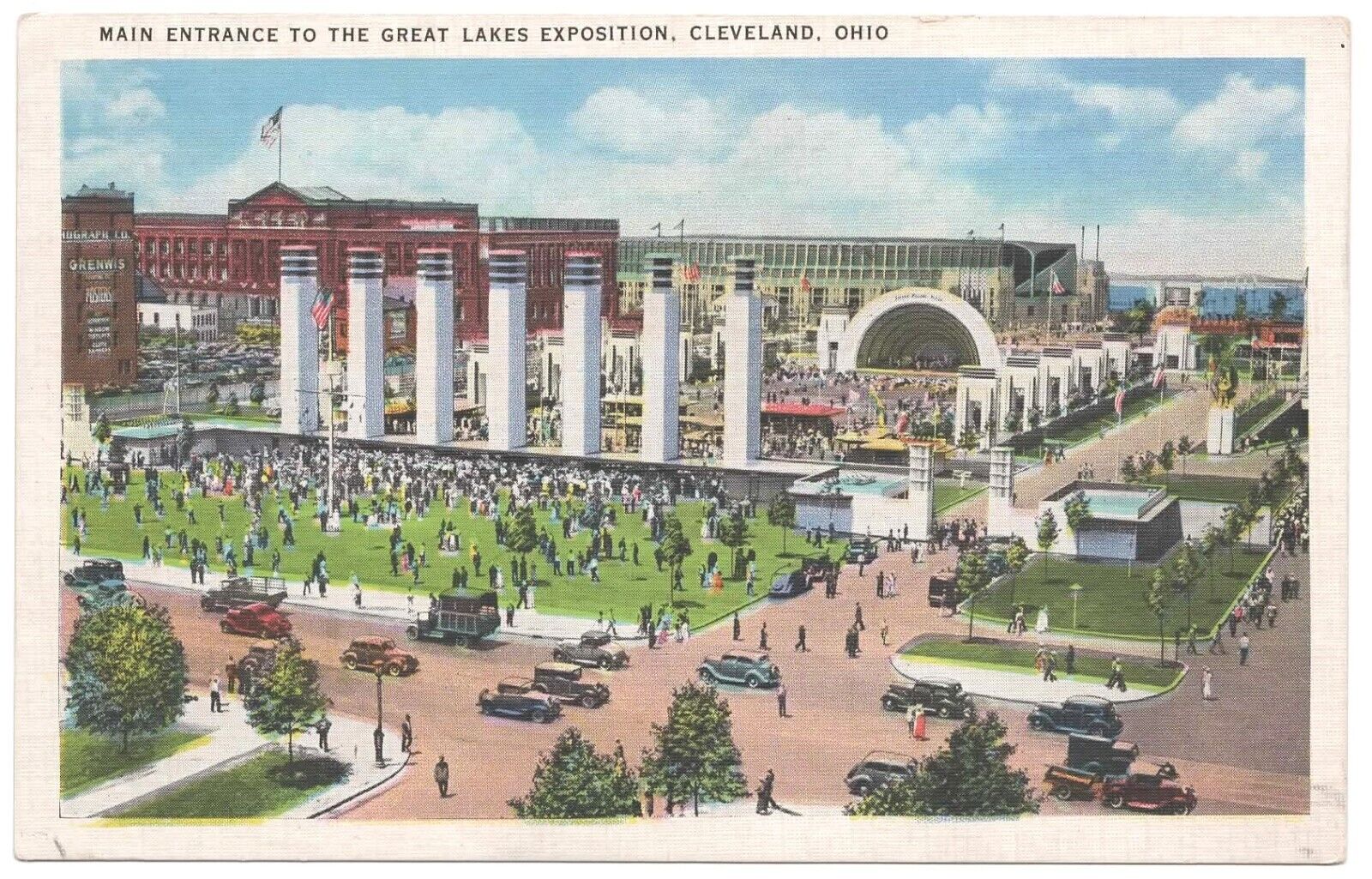 Vtg. Postcard 1936 Great Lakes Exposition, Main Entrance, Cleveland Ohio